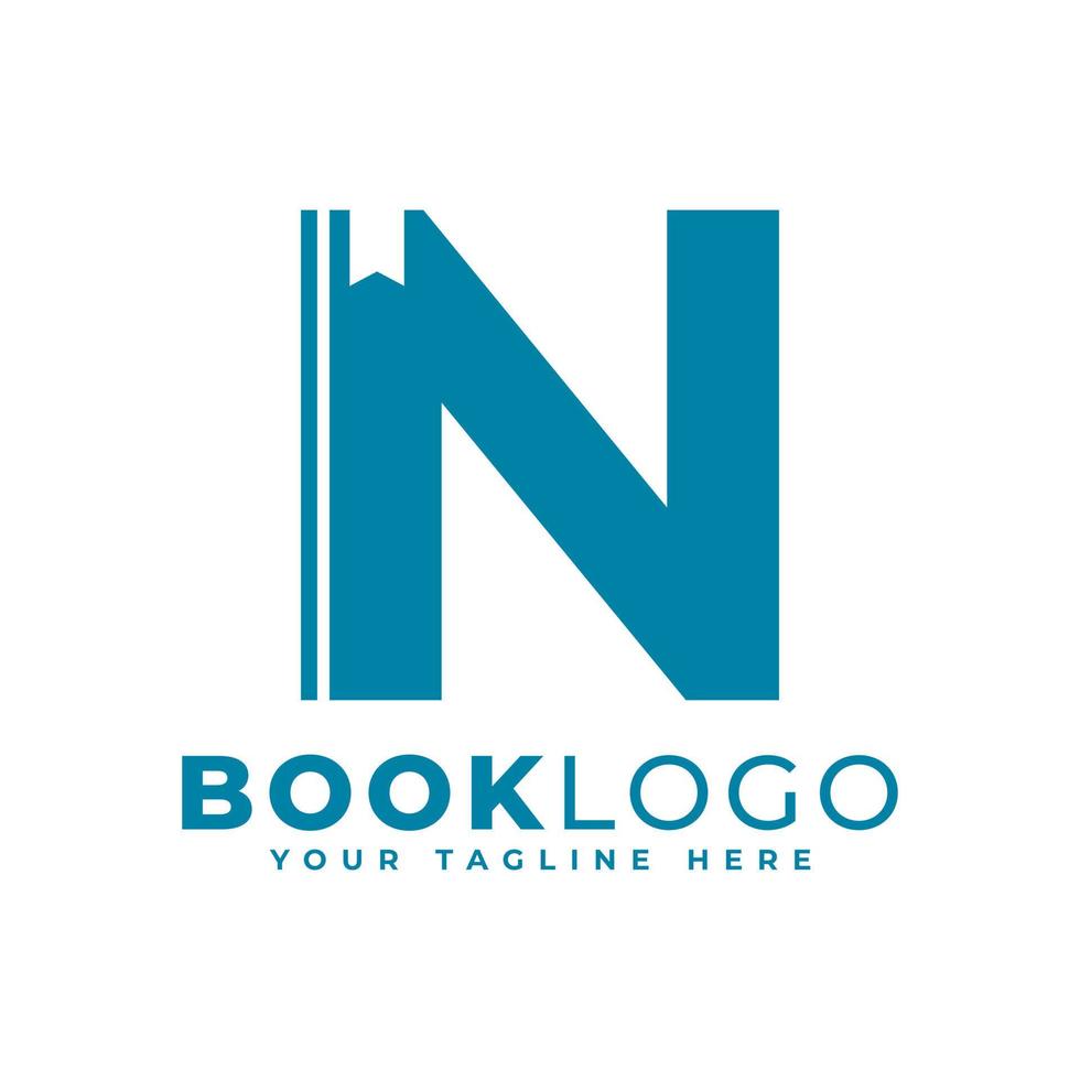 Letter Initial N Book Logo Design. Usable for Education, Business and Building Logos. Flat Vector Logo Design Ideas Template Element