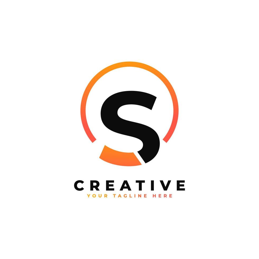 Letter S Logo Design with Black Orange Color and Circle. Cool Modern Icon Letters Logo Vector. vector