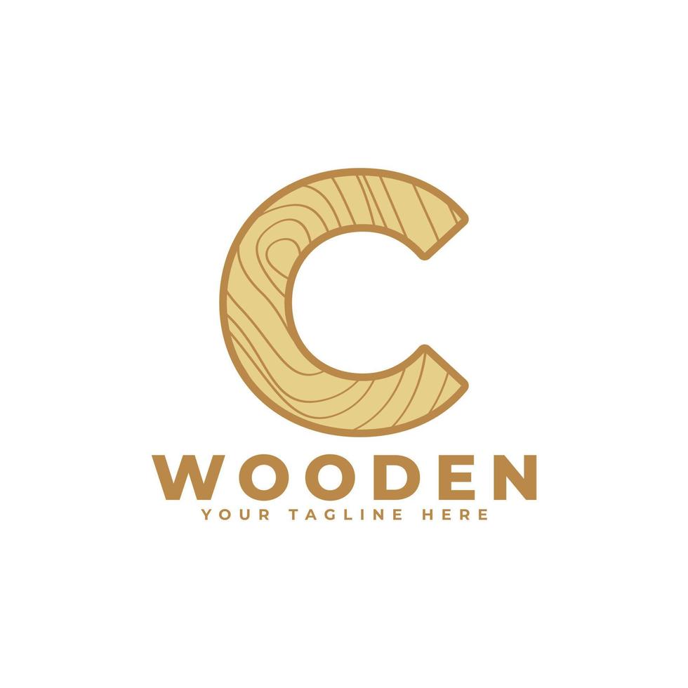 Letter C with Wooden Texture Logo. Usable for Business, Architecture, Real Estate, Construction and Building Logos vector