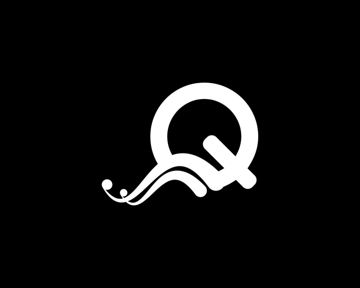 Corporation Letter Q Logo With Creative Swoosh Liquid Icon in Black Color, Vector Template Element