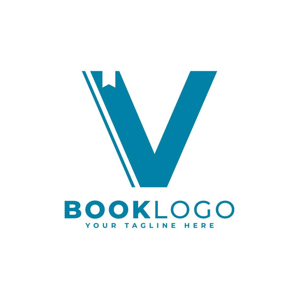 Letter Initial V Book Logo Design. Usable for Education, Business and Building Logos. Flat Vector Logo Design Ideas Template Element