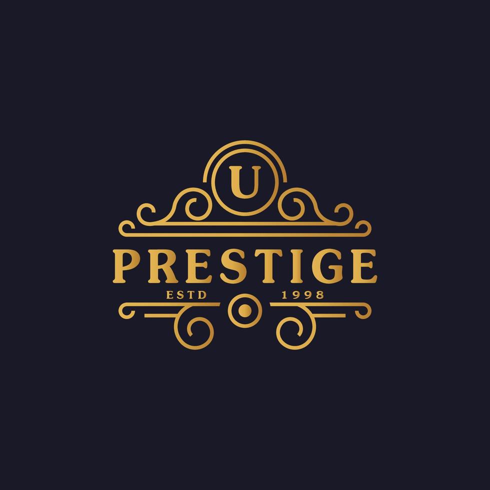 Letter U Luxury Logo Flourishes Calligraphic Elegant Ornament Lines. Business sign, Identity for Restaurant, Royalty, Boutique, Cafe, Hotel, Heraldic, Jewelry and Fashion Logo Design Template vector