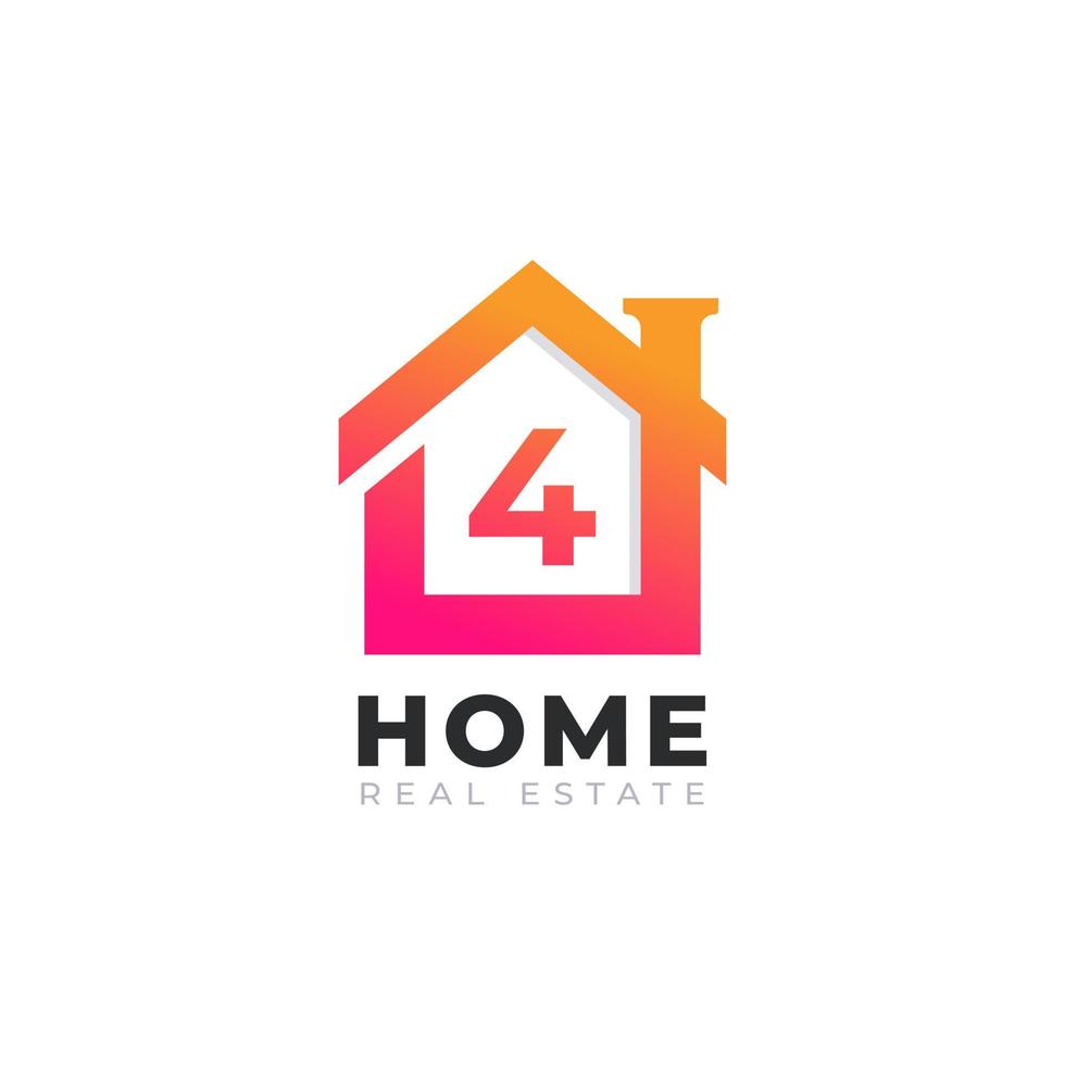 diseño inicial del logotipo de la casa número 4. concepto de logotipo inmobiliario. ilustración vectorial vector