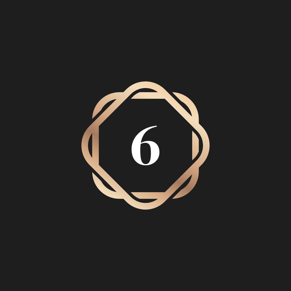 Number 6 Logo Icon with Pattern Vector Element