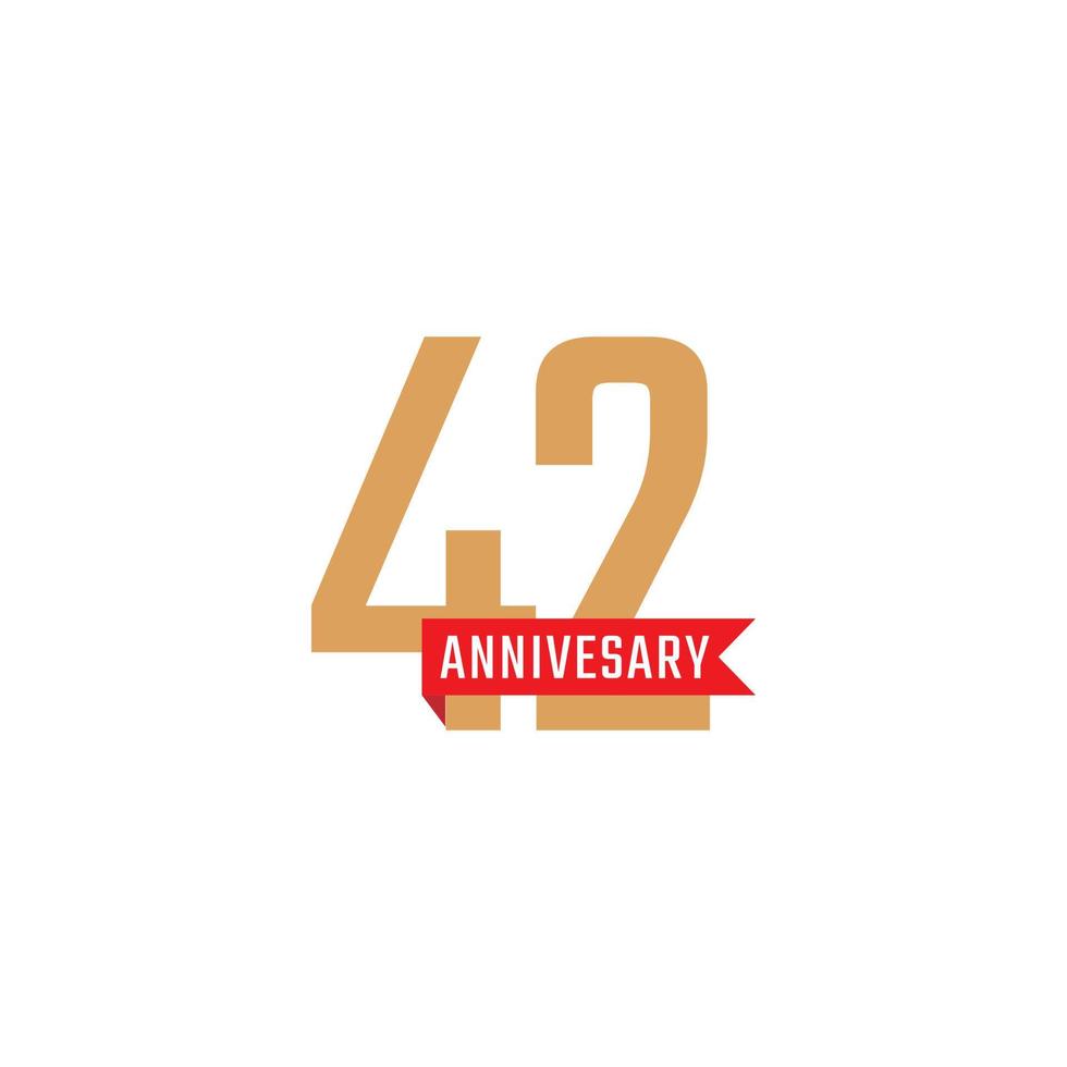 42 Year Anniversary Celebration with Red Ribbon Vector. Happy Anniversary Greeting Celebrates Template Design Illustration vector