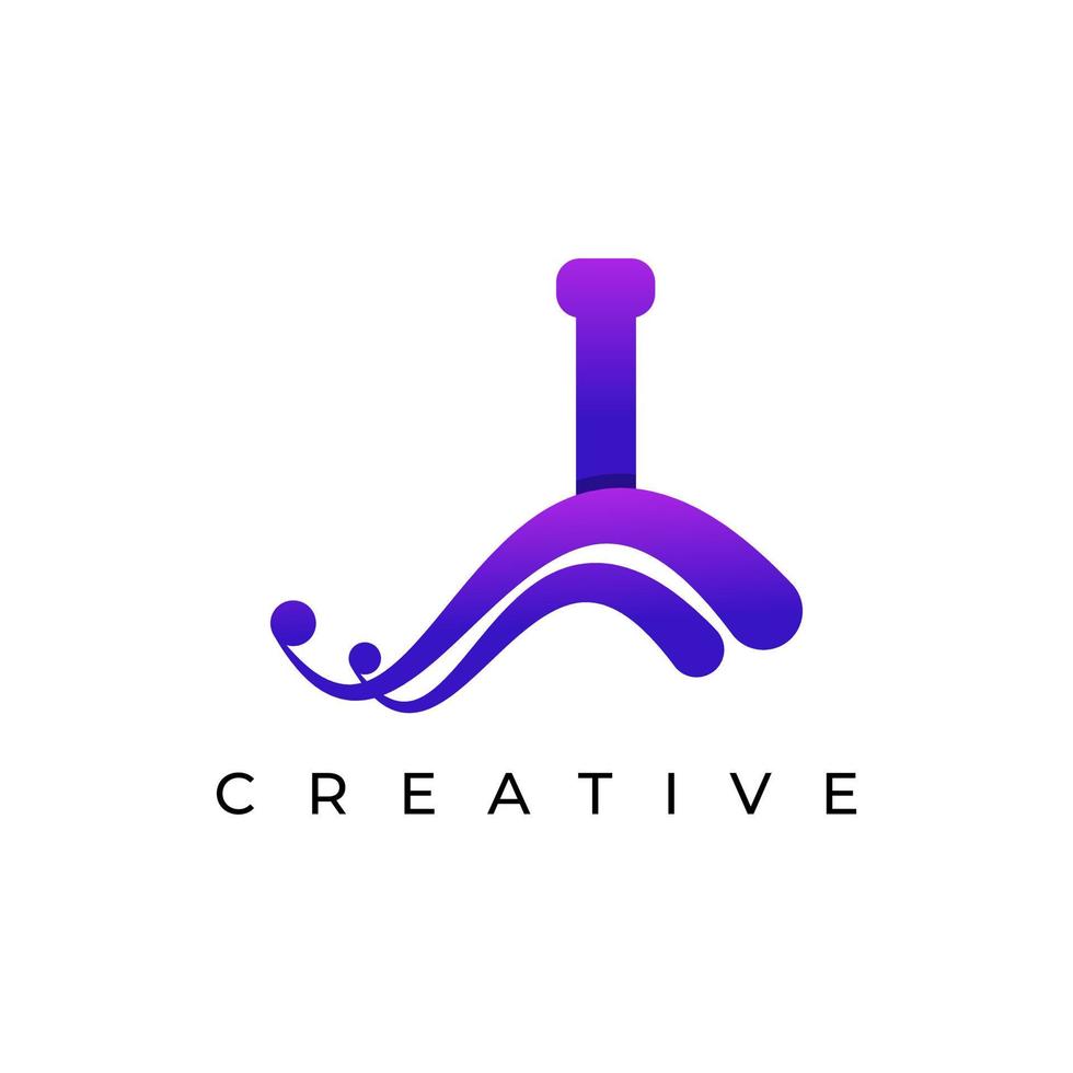 Corporation Initial I Letter Logo With Creative Swoosh Liquid Gradient Color, Vector Template Element