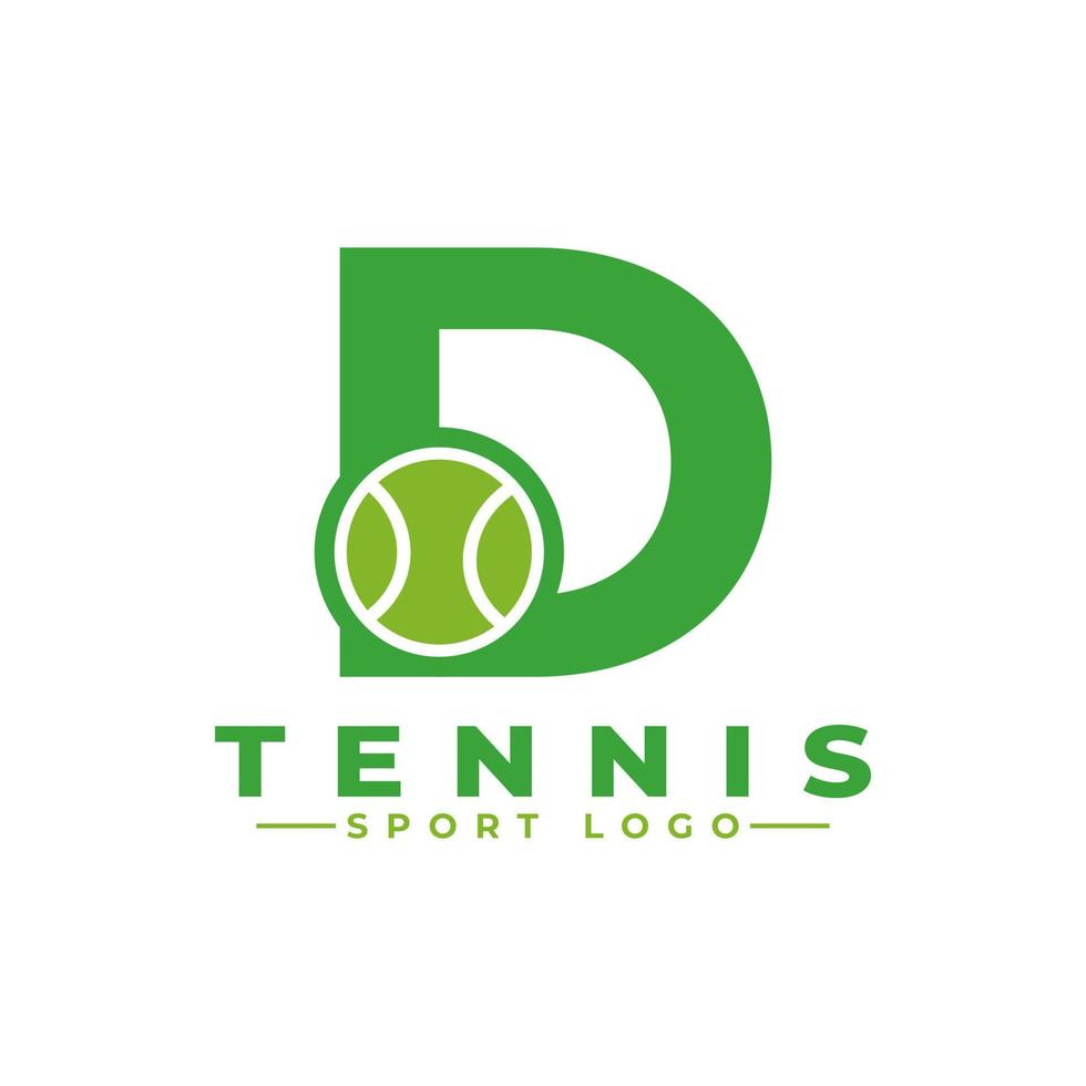 Letter D with Tennis Logo Design. Vector Design Template Elements for Sport Team or Corporate Identity.