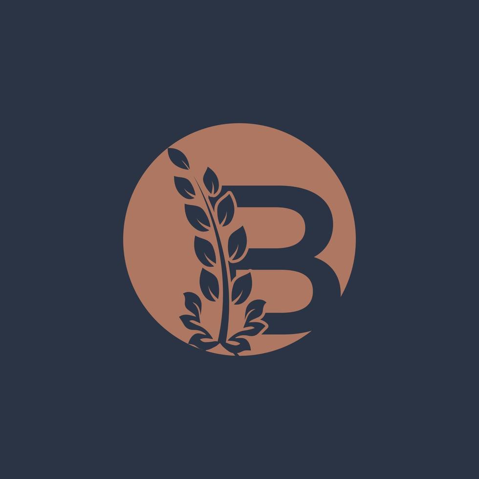 letra inicial b monograma vinculado corona de laurel dorado con logotipo circular. diseño elegante para restaurante, café, marca, placa, etiqueta, identidad de lujo vector