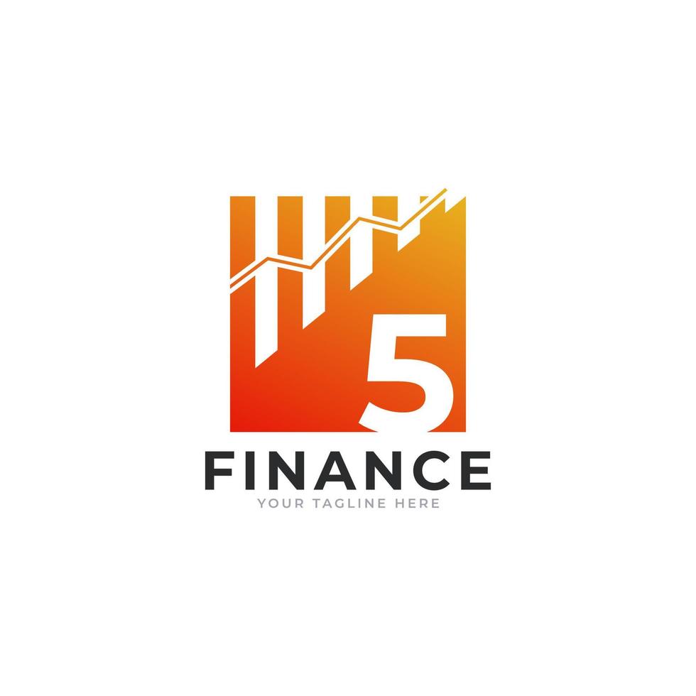 Number 5 Chart Bar Finance Logo Design Inspiration vector