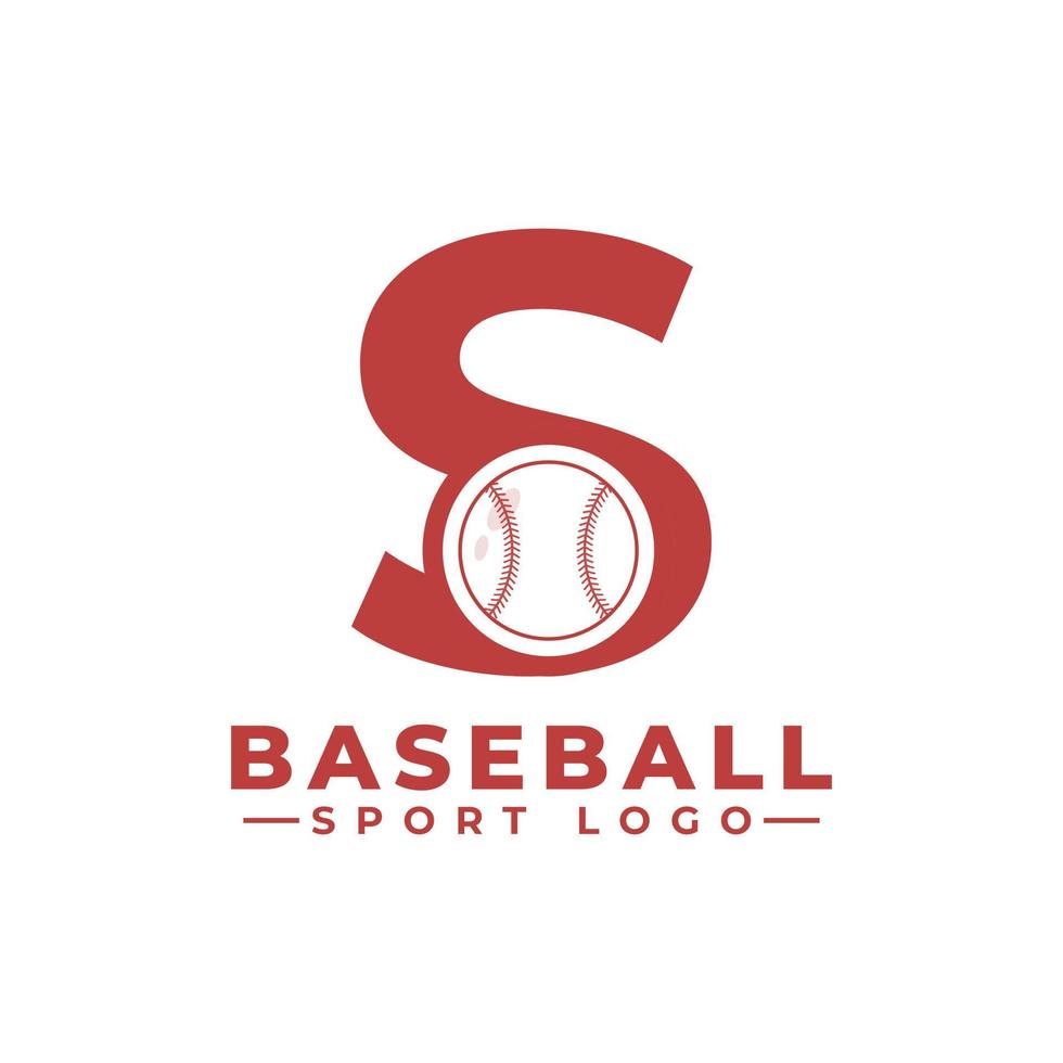 letra s con diseño de logotipo de béisbol. elementos de plantilla de diseño vectorial para equipo deportivo o identidad corporativa. vector