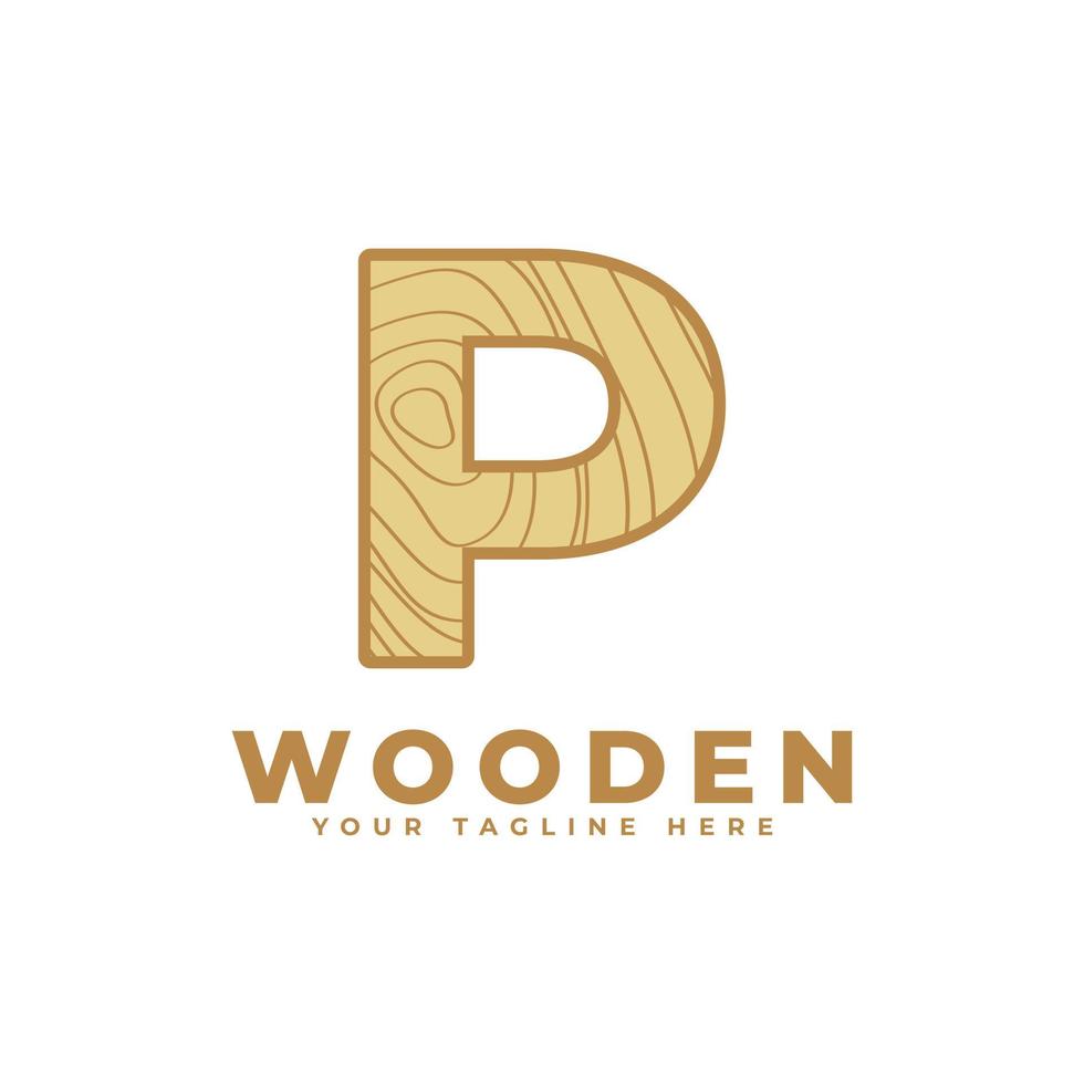 Letter P with Wooden Texture Logo. Usable for Business, Architecture, Real Estate, Construction and Building Logos vector