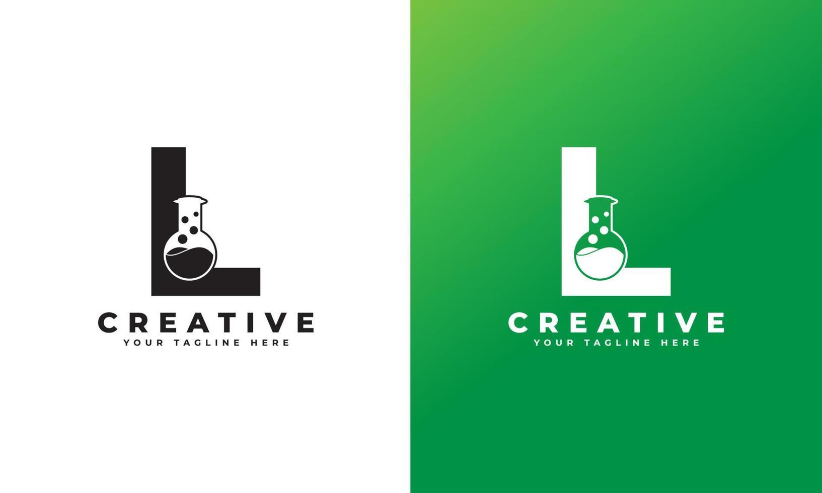 Letter L with Abstract lab logo. Usable for Business, Science, Healthcare, Medical, Laboratory, Chemical and Nature Logos. vector