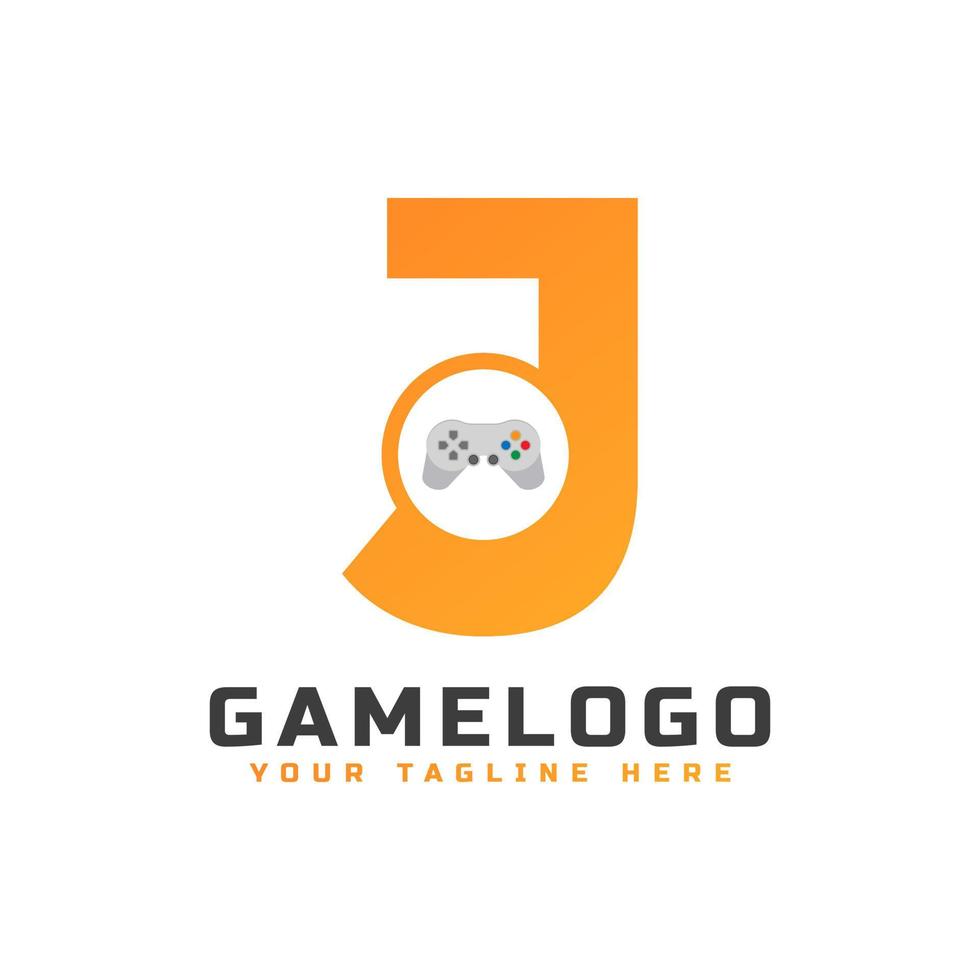 Initial Letter J with Game Console Icon and Pixel for Gaming Logo Concept. Usable for Business, Technology and Game Startup Application  Logos. vector
