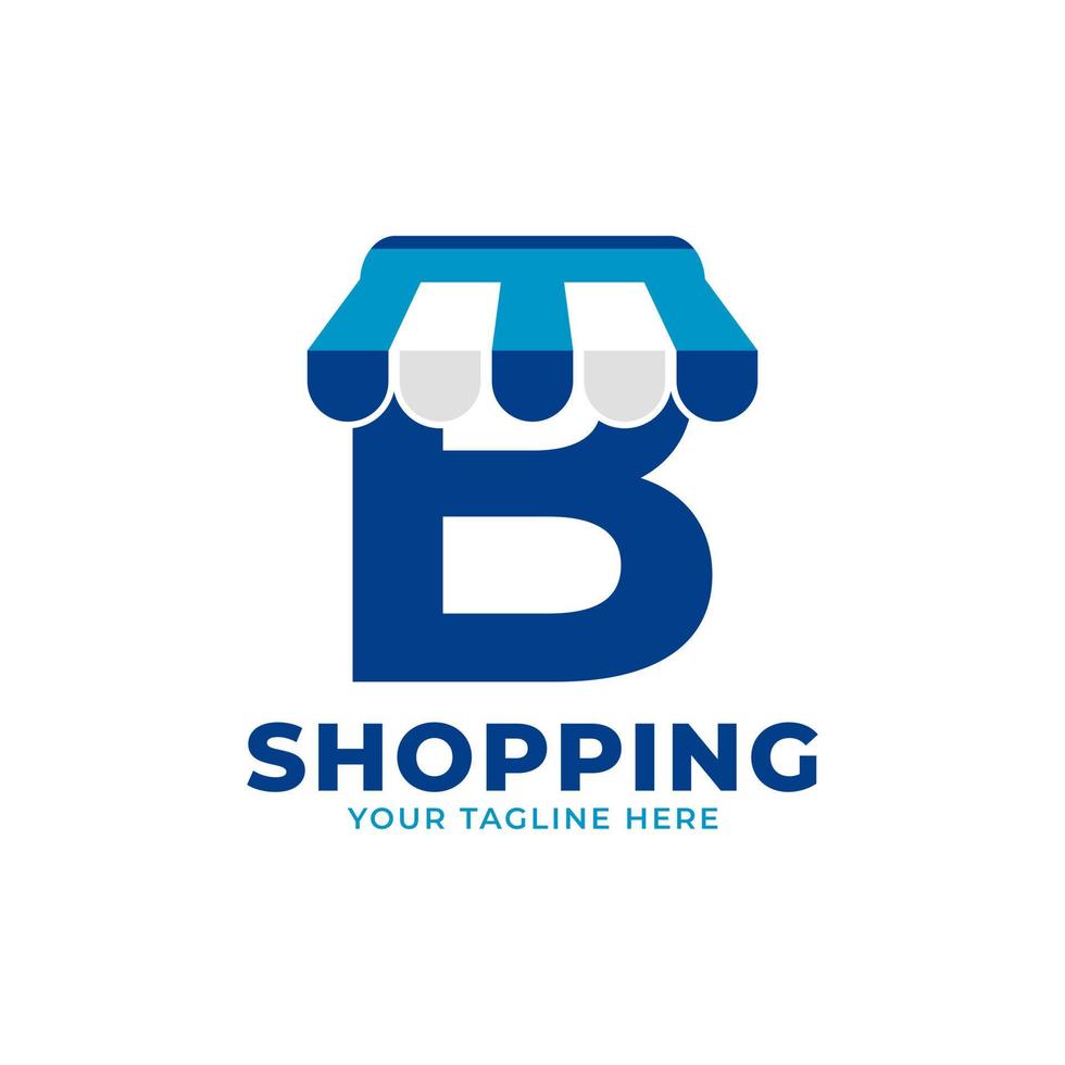 Modern Initial Letter B Shop and Market Logo Vector Illustration. Perfect for Ecommerce, Sale, Discount or Store Web Element