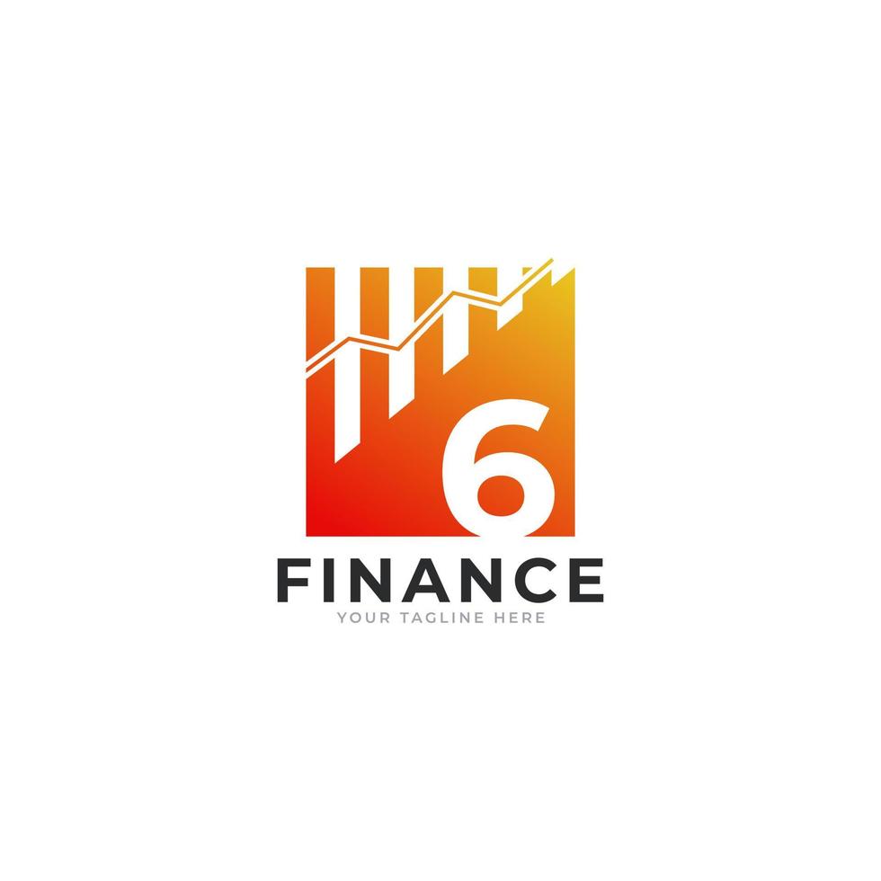 Number 6 Chart Bar Finance Logo Design Inspiration vector
