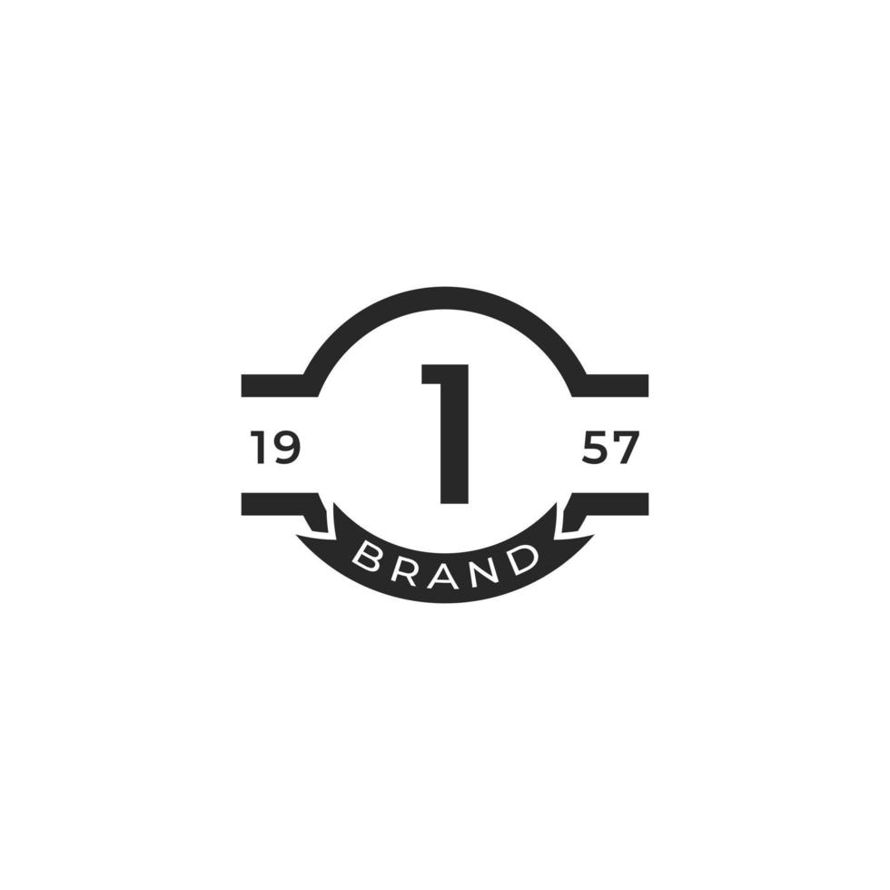 elemento de plantilla de diseño de logotipo vintage insignia número 1. adecuado para identidad, etiqueta, insignia, café, vector de icono de hotel