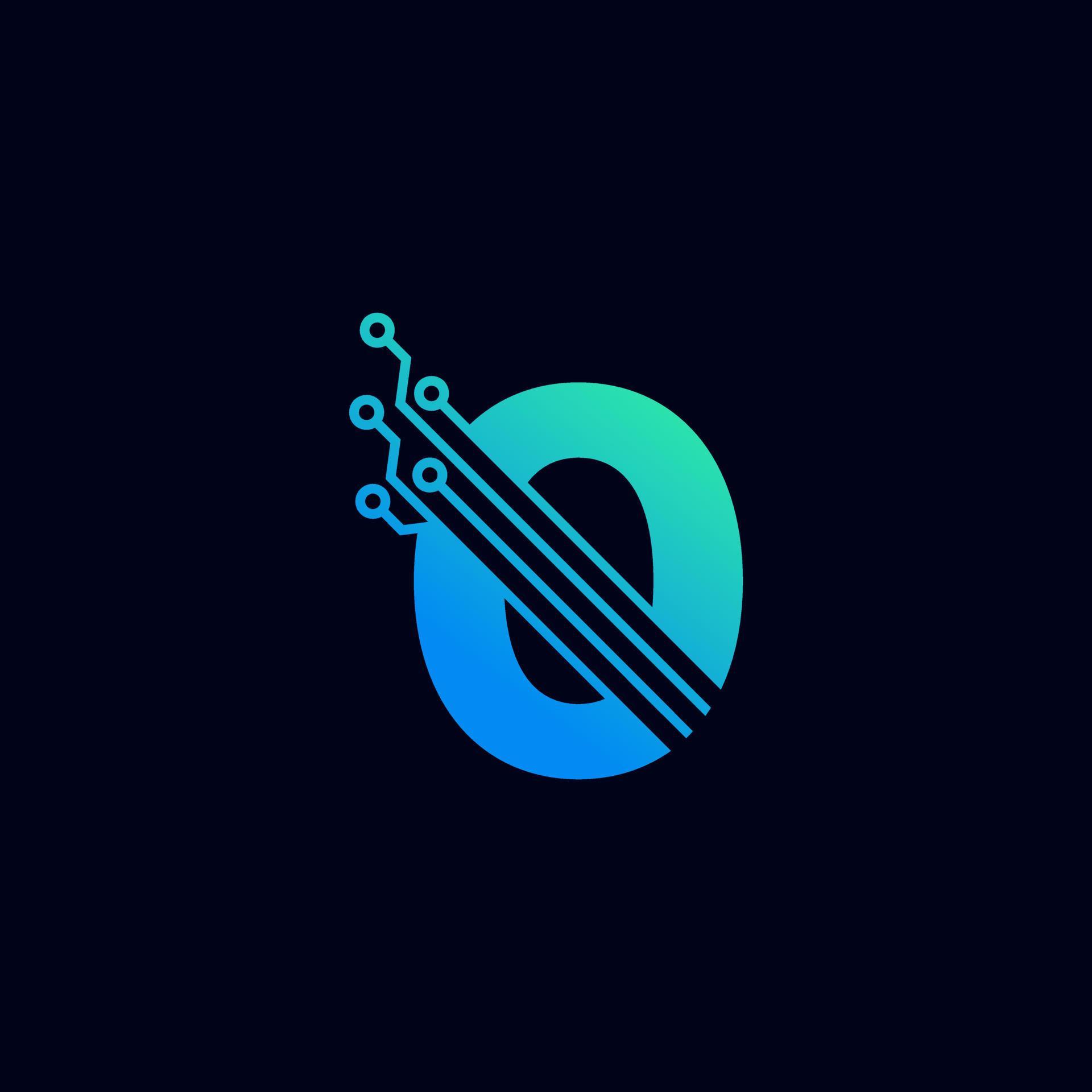 Tech Number 0 Logo. Futuristic Vector Logo Template with Green and Blue