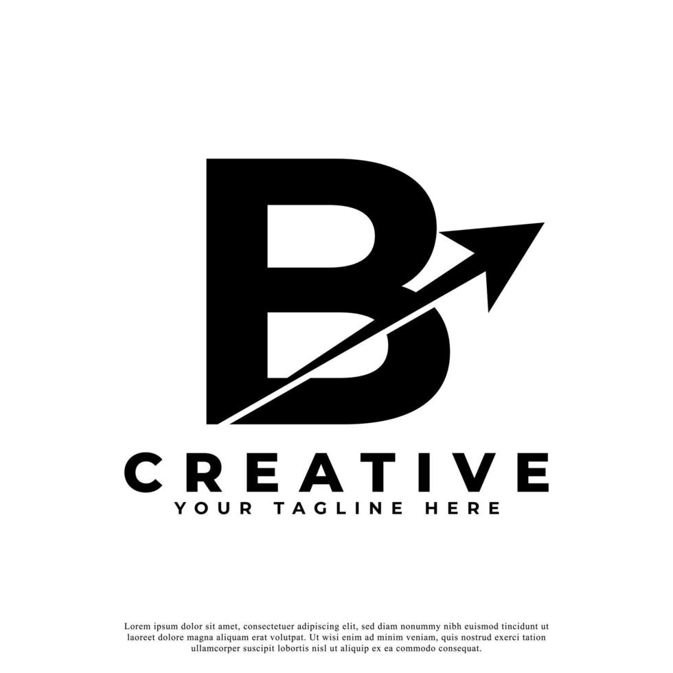 Initial Letter B Artistic Creative Arrow Up Shape Logotype. Usable for Business and Branding Logos. vector