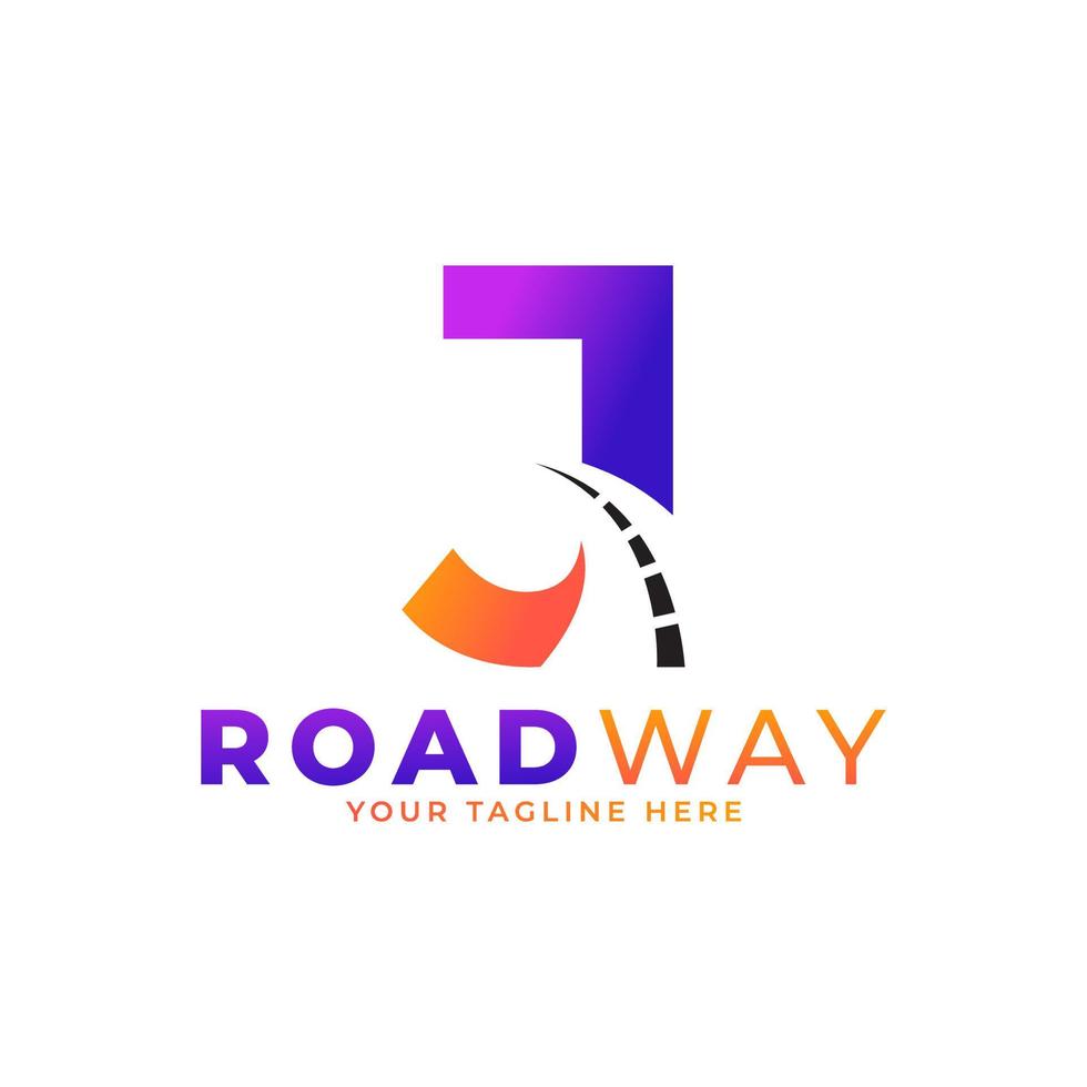 Initial J Road Way Logo Design Icon Vector Graphic. Concept of Destination, Address, Position and Travel