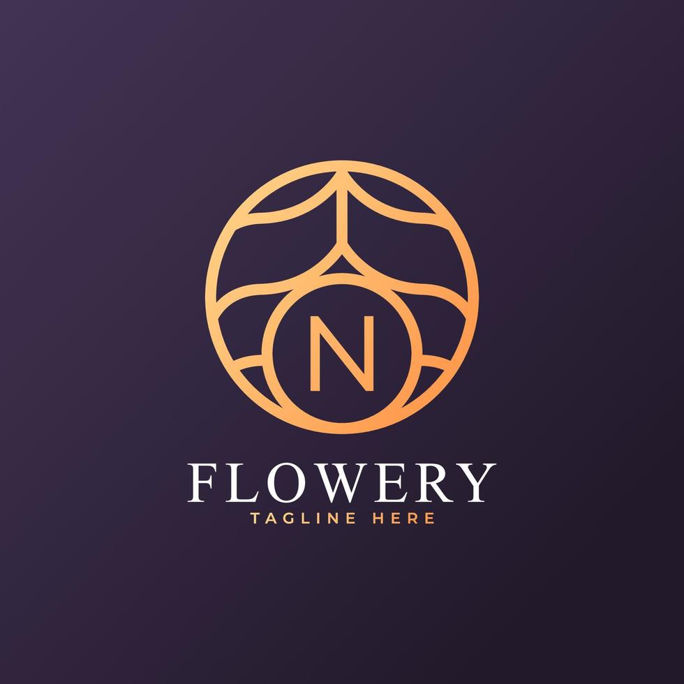 Flower Initial Letter N Logo Design Template Element. Eps10 Vector