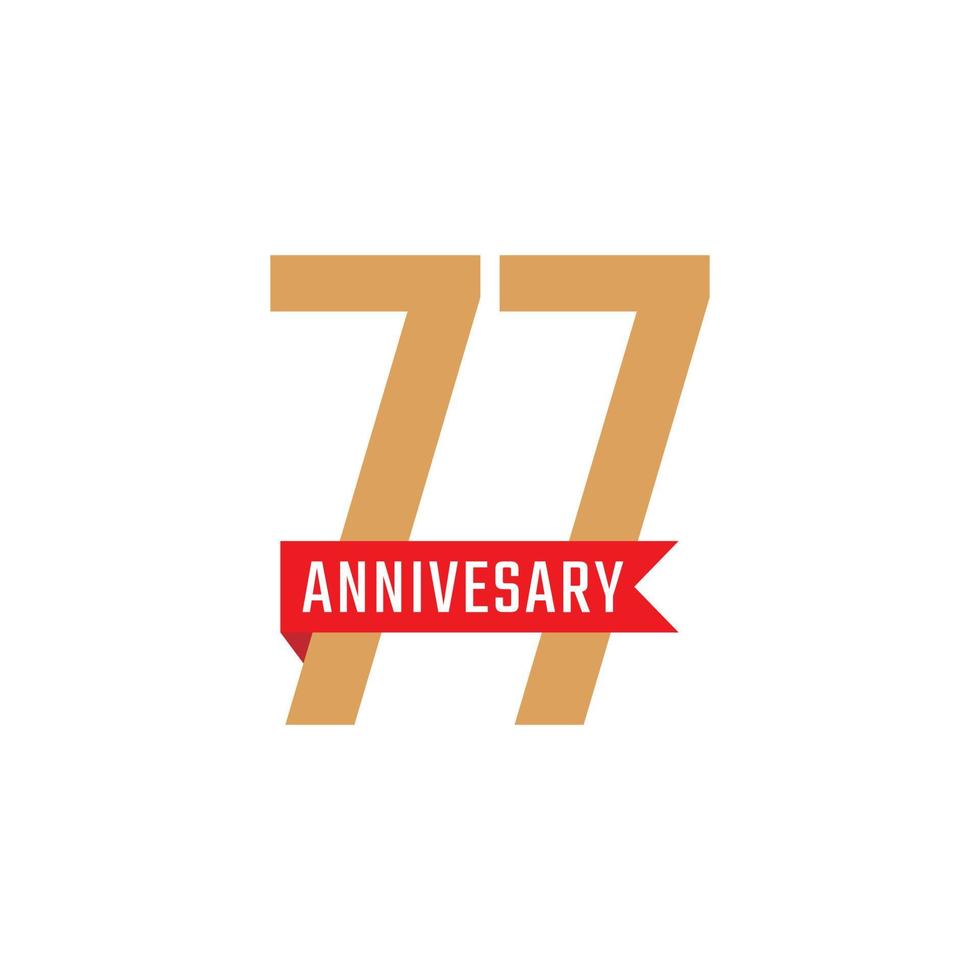 77 Year Anniversary Celebration with Red Ribbon Vector. Happy Anniversary Greeting Celebrates Template Design Illustration vector