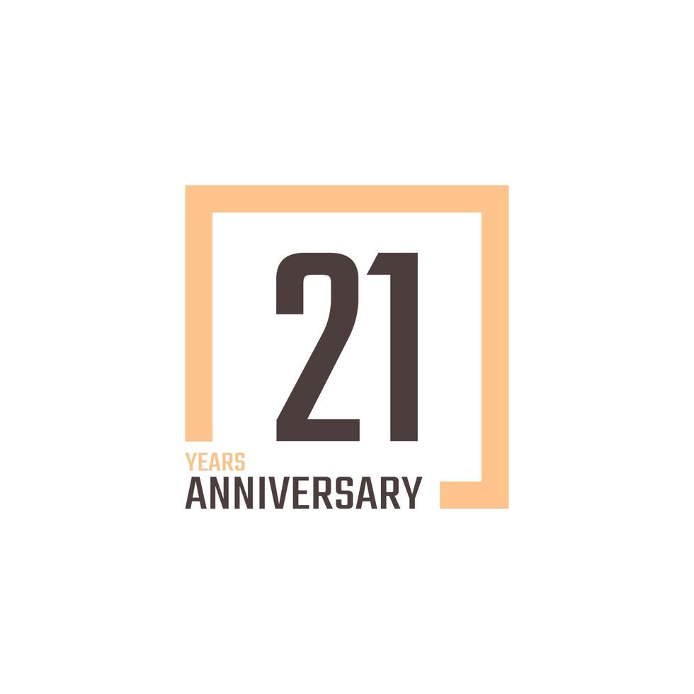 21 Year Anniversary Celebration Vector with Square Shape. Happy Anniversary Greeting Celebrates Template Design Illustration