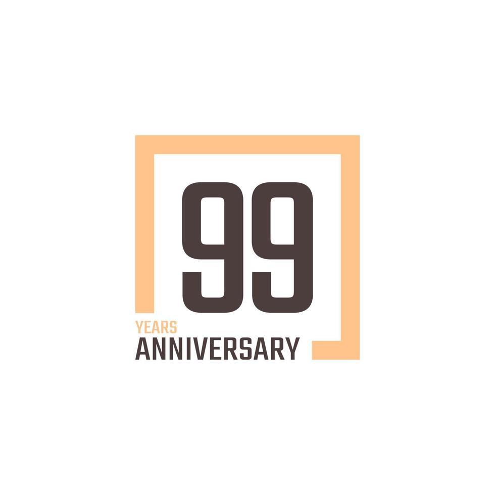 99 Year Anniversary Celebration Vector with Square Shape. Happy Anniversary Greeting Celebrates Template Design Illustration