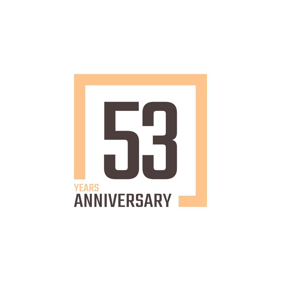 53 Year Anniversary Celebration Vector with Square Shape. Happy Anniversary Greeting Celebrates Template Design Illustration