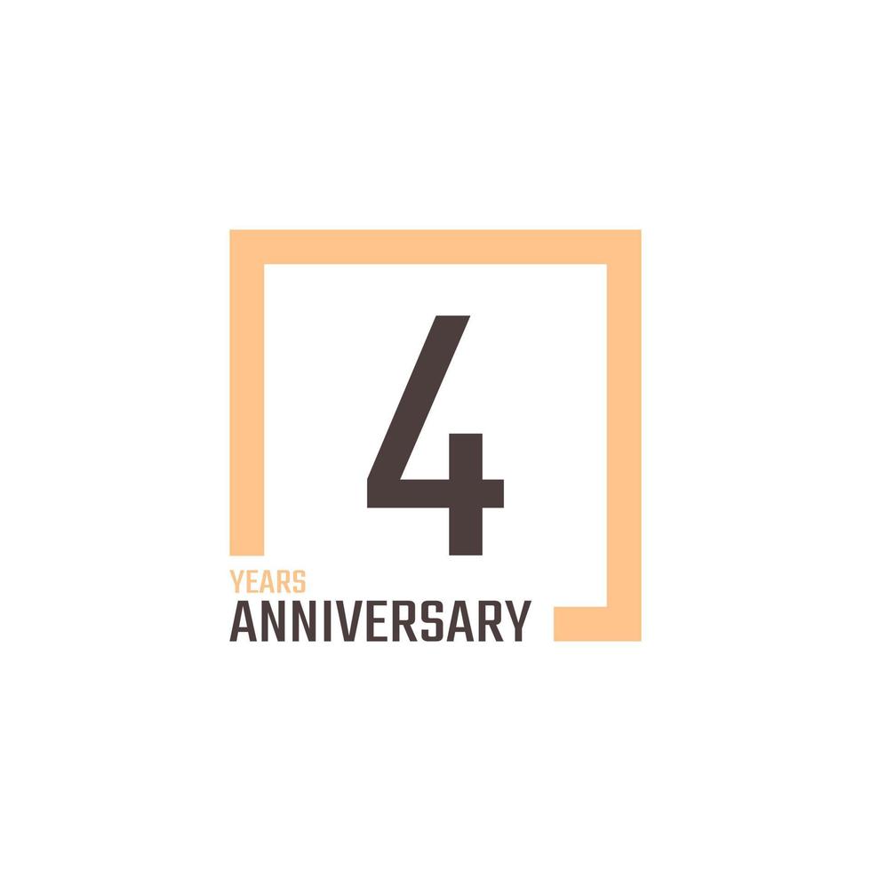 4 Year Anniversary Celebration Vector with Square Shape. Happy Anniversary Greeting Celebrates Template Design Illustration