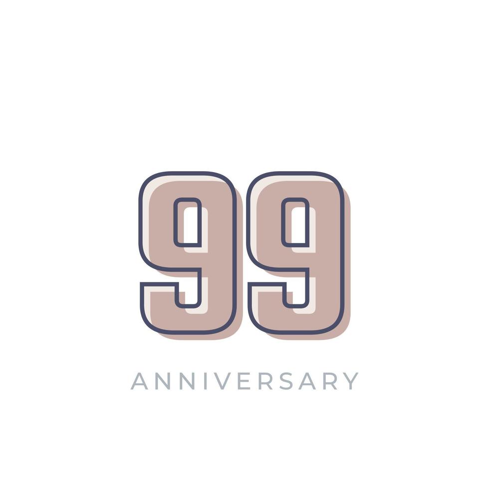 99 Year Anniversary Celebration Vector. Happy Anniversary Greeting Celebrates Template Design Illustration vector