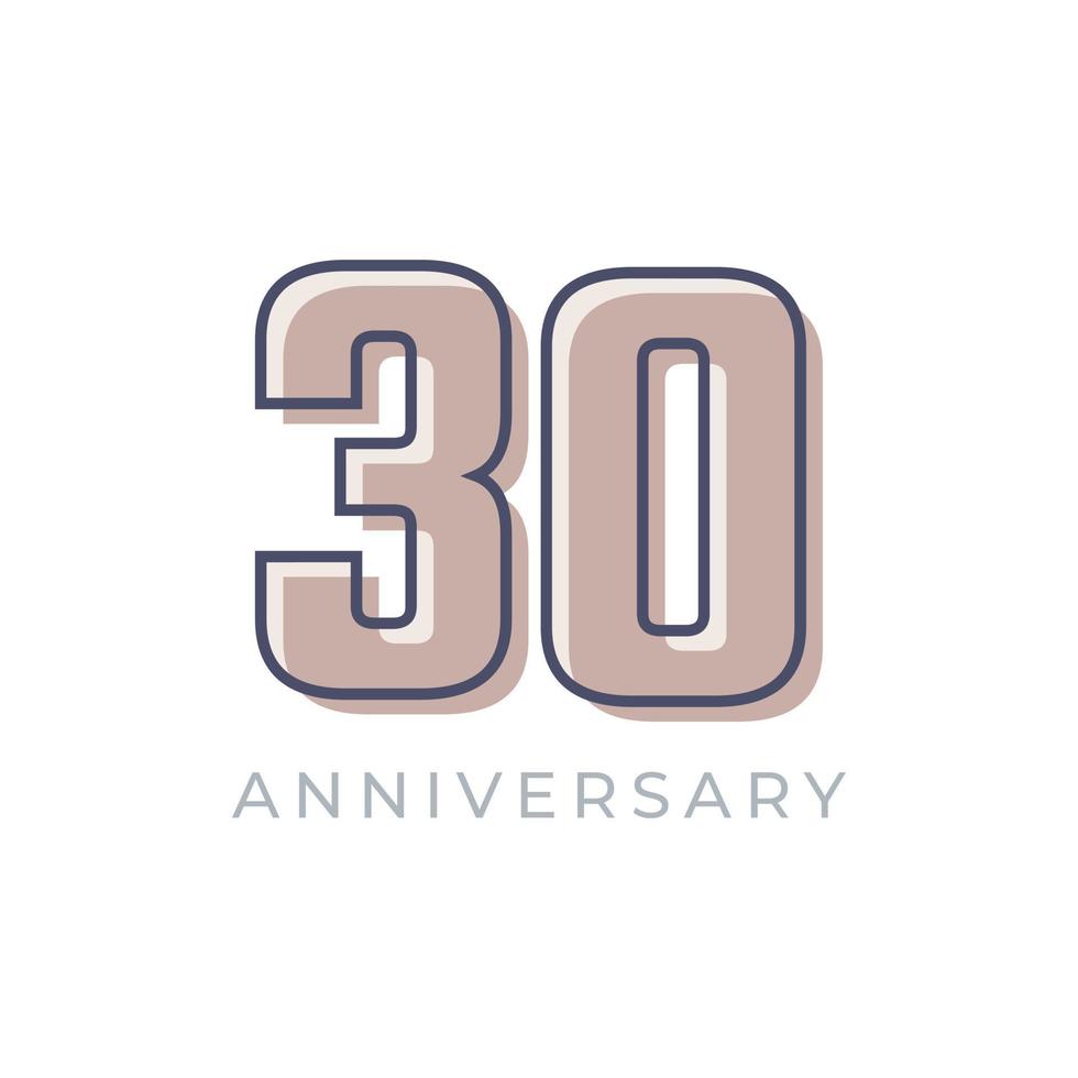 30 Year Anniversary Celebration Vector. Happy Anniversary Greeting Celebrates Template Design Illustration vector