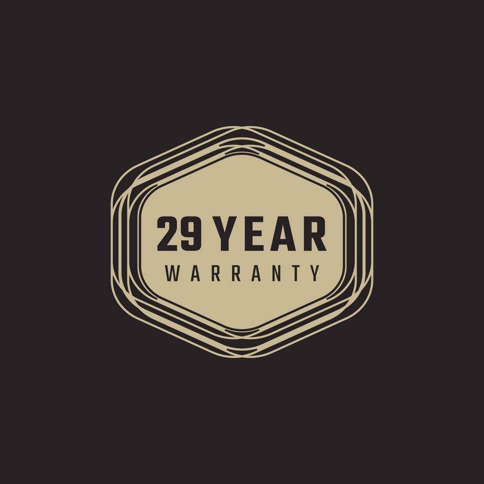 29 Year Anniversary Warranty Celebration with Golden Color for Celebration Event, Wedding, Greeting card, and Invitation Isolated on Black Background vector