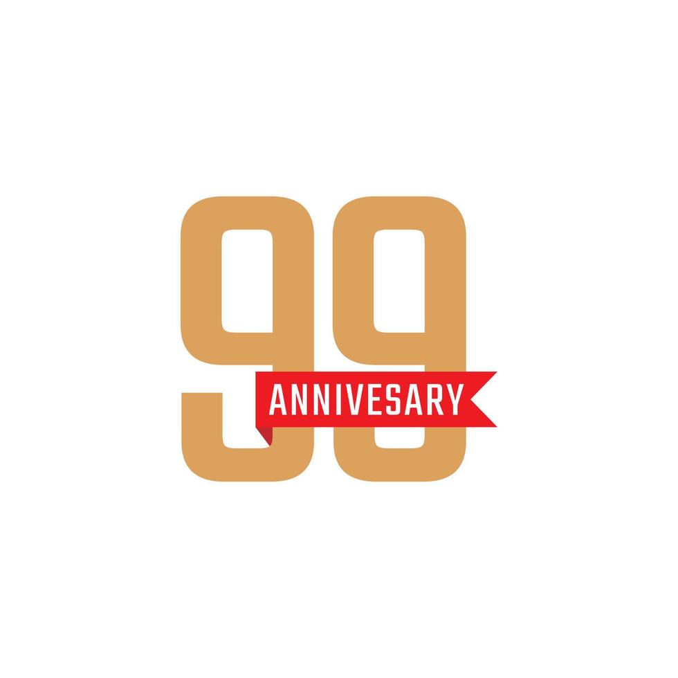 99 Year Anniversary Celebration with Red Ribbon Vector. Happy Anniversary Greeting Celebrates Template Design Illustration vector