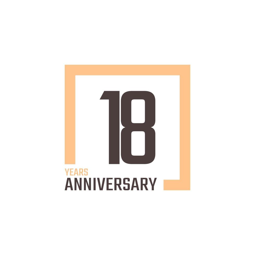 18 Year Anniversary Celebration Vector with Square Shape. Happy Anniversary Greeting Celebrates Template Design Illustration