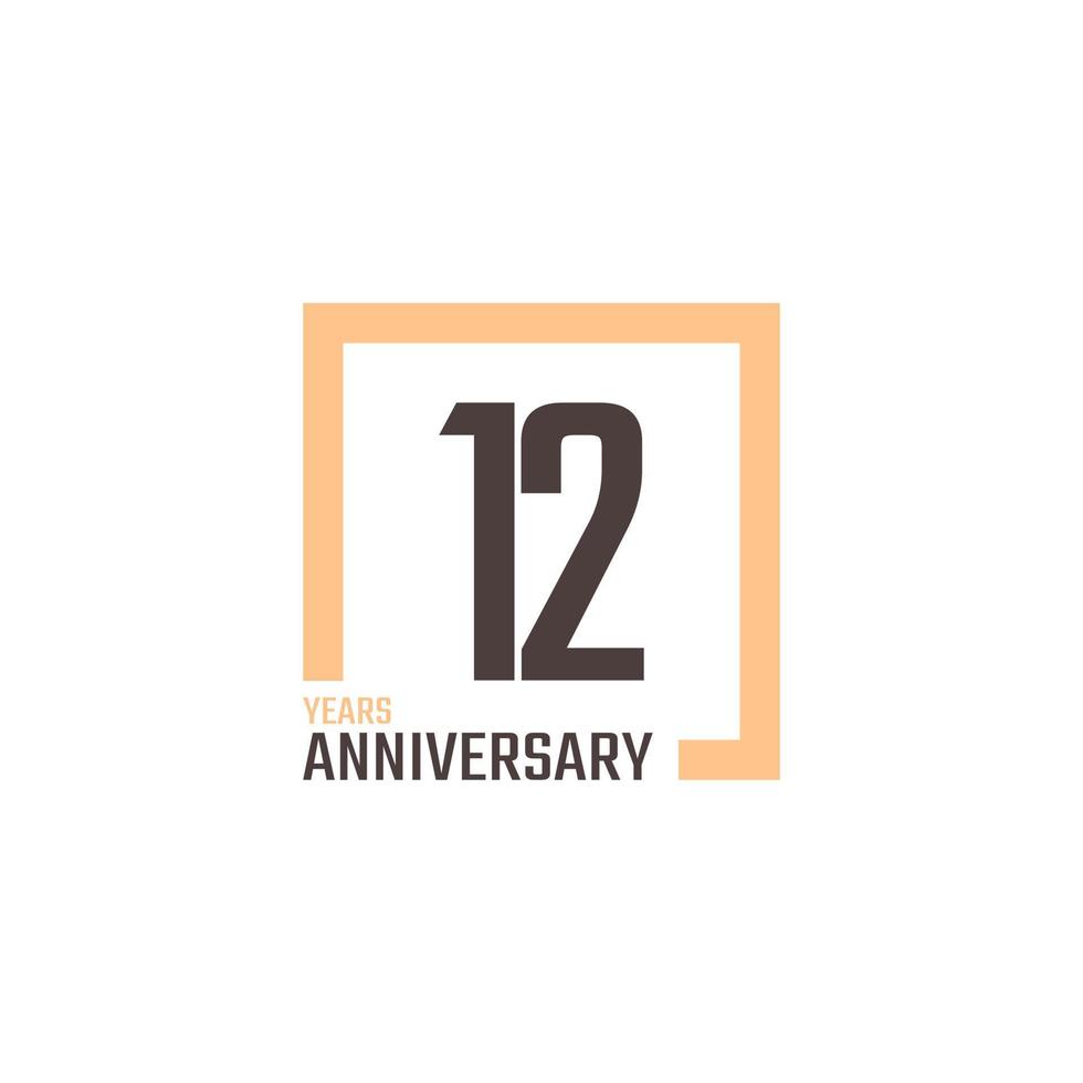 12 Year Anniversary Celebration Vector with Square Shape. Happy Anniversary Greeting Celebrates Template Design Illustration