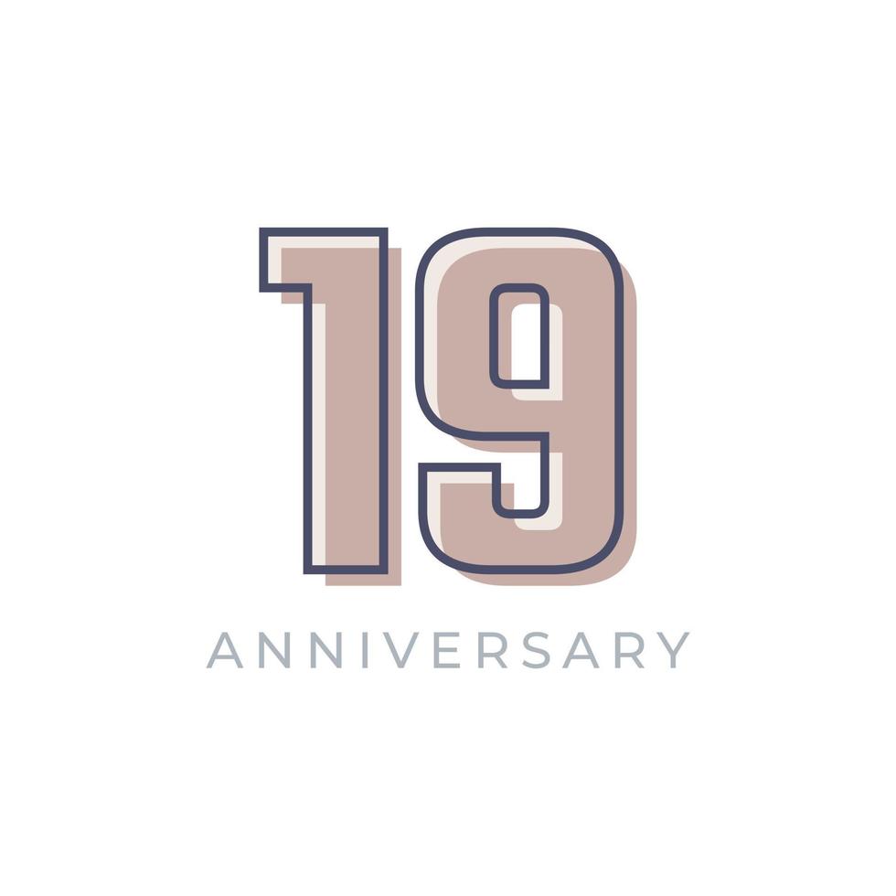 19 Year Anniversary Celebration Vector. Happy Anniversary Greeting Celebrates Template Design Illustration vector