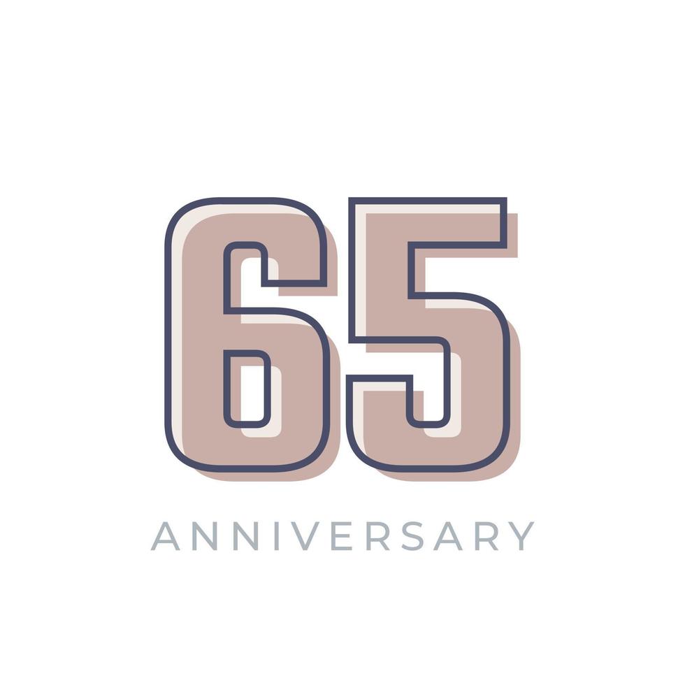 65 Year Anniversary Celebration Vector. Happy Anniversary Greeting Celebrates Template Design Illustration vector