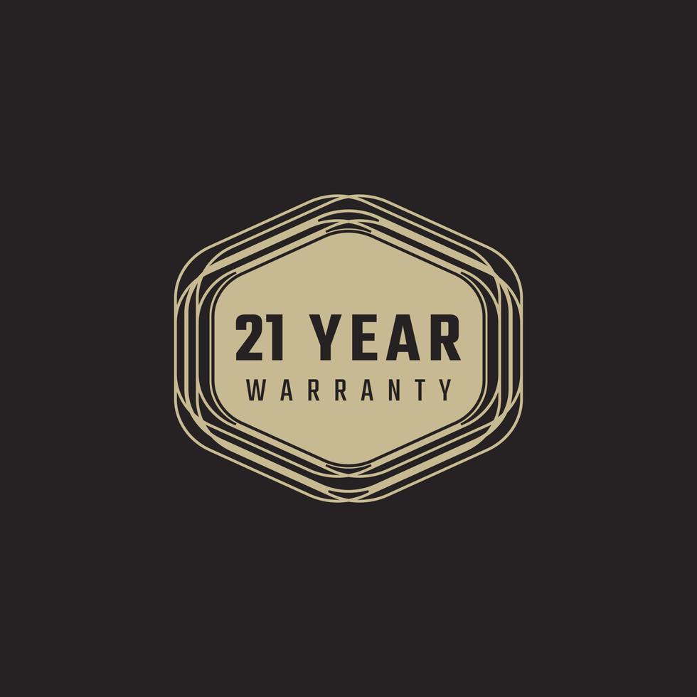 21 Year Anniversary Warranty Celebration with Golden Color for Celebration Event, Wedding, Greeting card, and Invitation Isolated on Black Background vector