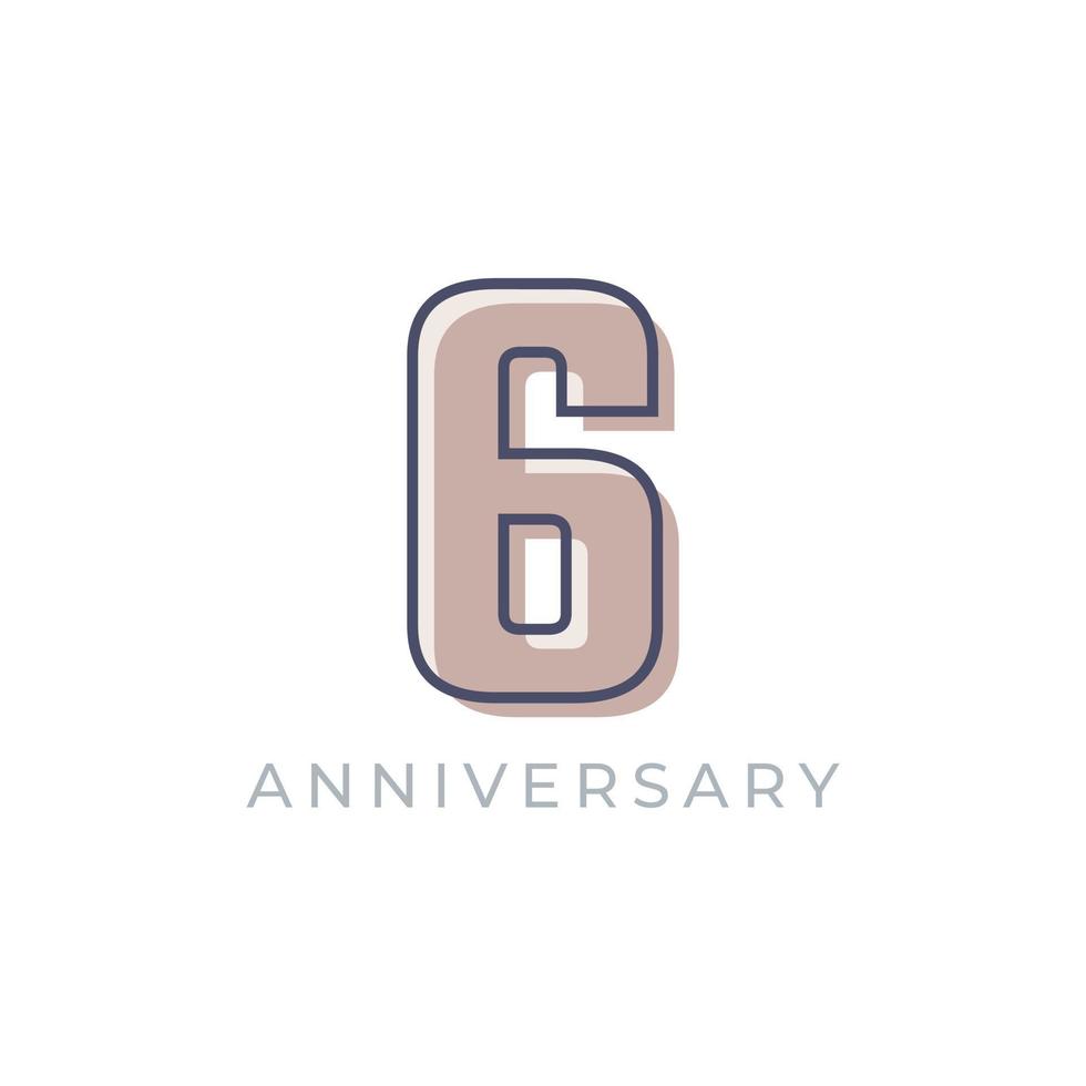 6 Year Anniversary Celebration Vector. Happy Anniversary Greeting Celebrates Template Design Illustration vector
