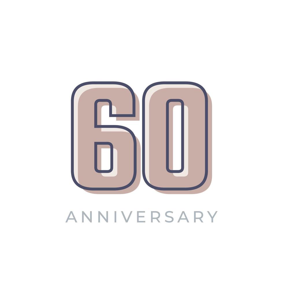 Vector de celebración de aniversario de 60 años. saludo de feliz aniversario celebra ilustración de diseño de plantilla