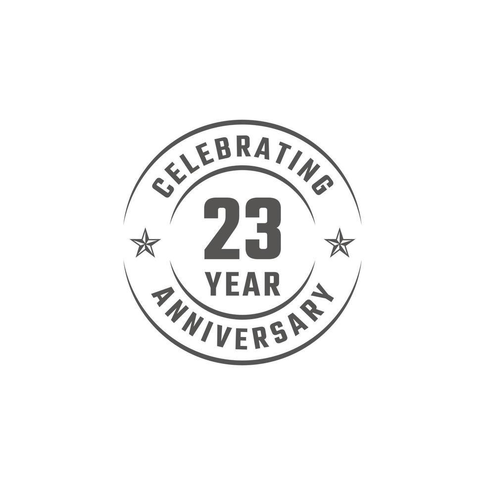 23 Year Anniversary Celebration Emblem Badge with Gray Color for Celebration Event, Wedding, Greeting card, and Invitation Isolated on White Background vector