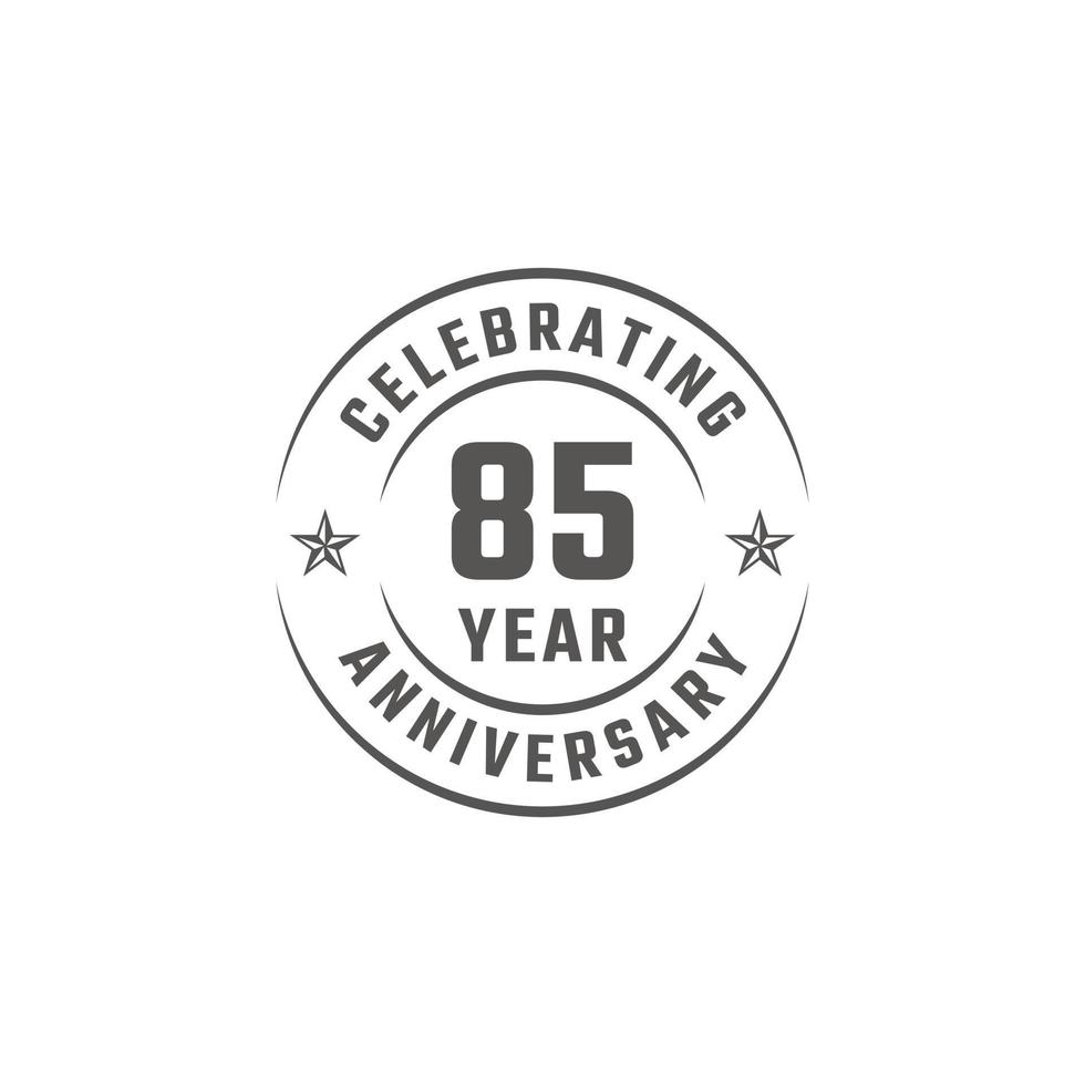 85 Year Anniversary Celebration Emblem Badge with Gray Color for Celebration Event, Wedding, Greeting card, and Invitation Isolated on White Background vector