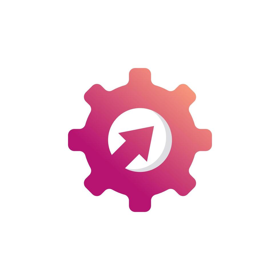 Technology Concept Icon. Cogwheel and Arrow up Symbol. Upgrade Setting Logo Design Template Element vector