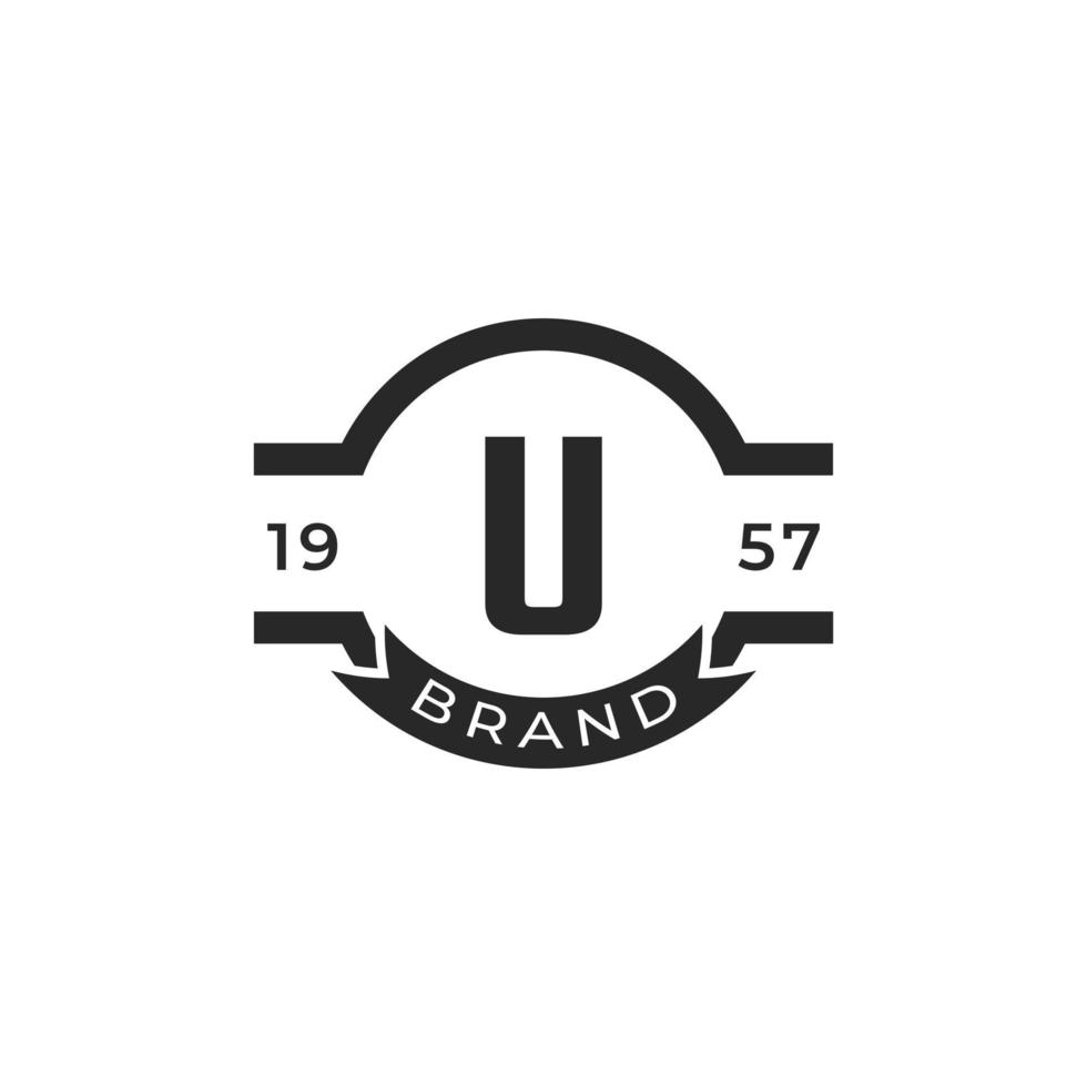 Vintage Insignia Letter U Logo Design Template Element. Suitable for Identity, Label, Badge, Cafe, Hotel Icon Vector