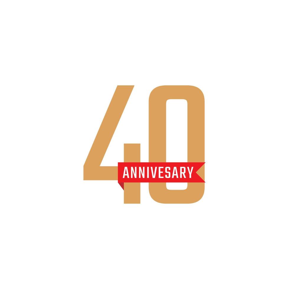 40 Year Anniversary Celebration with Red Ribbon Vector. Happy Anniversary Greeting Celebrates Template Design Illustration vector