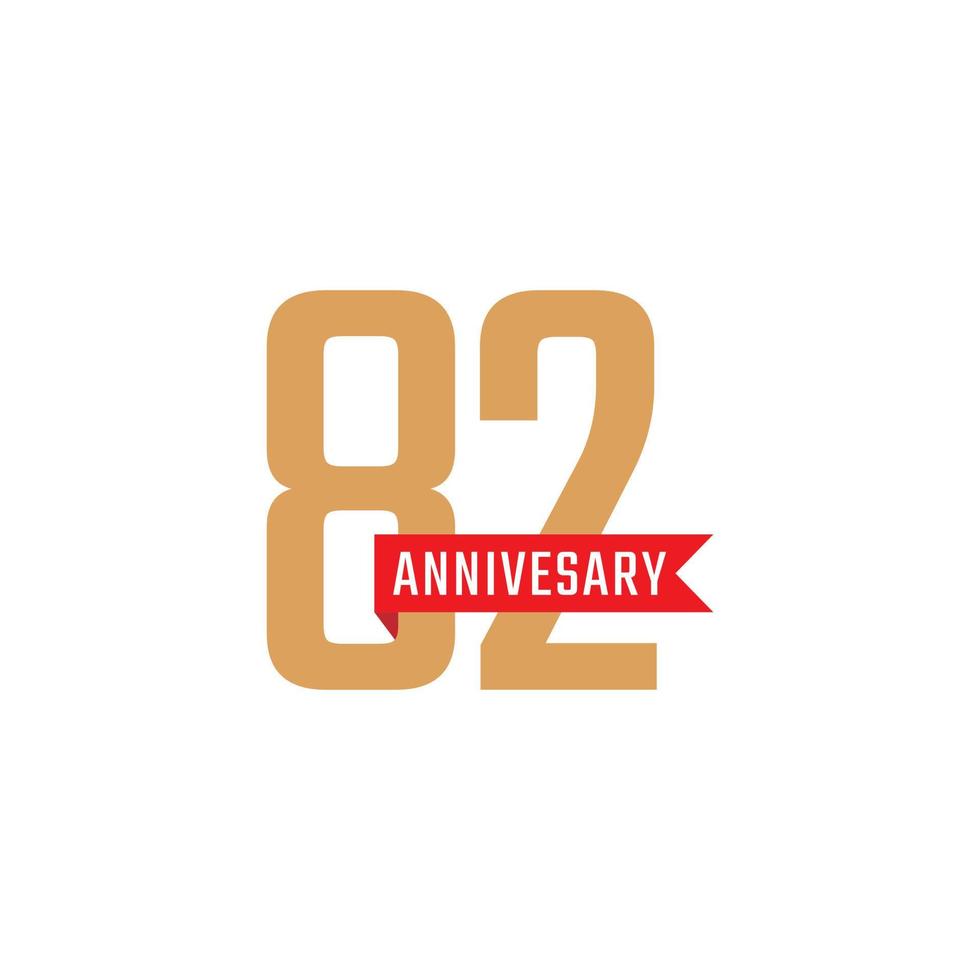 82 Year Anniversary Celebration with Red Ribbon Vector. Happy Anniversary Greeting Celebrates Template Design Illustration vector