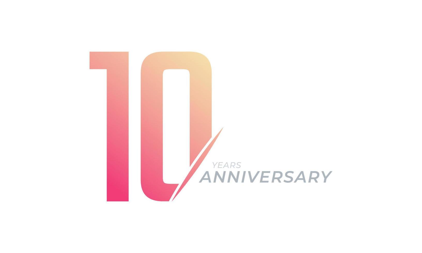 Vector de celebración de aniversario de 10 años. saludo de feliz aniversario celebra ilustración de diseño de plantilla