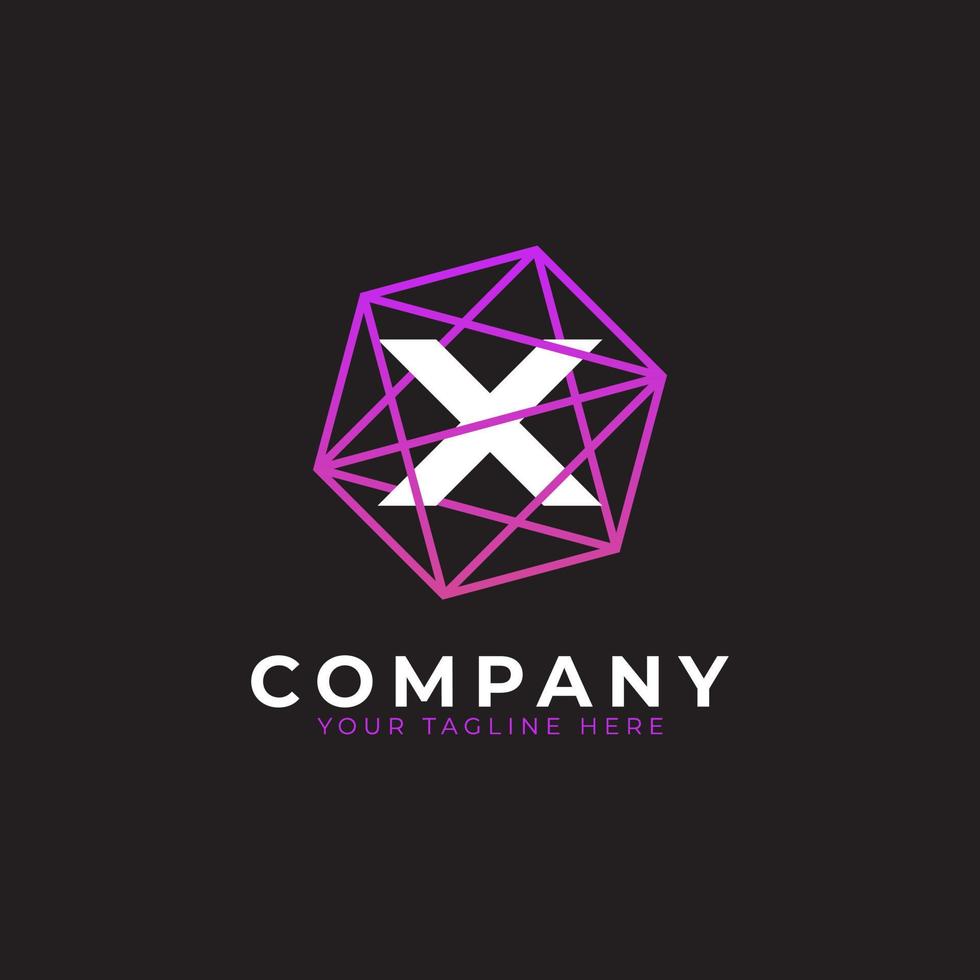 Abstract Initial Letter X Inside Linked Polygon Connect Abstract Initial Letter X Inside Linked Polygon Connect