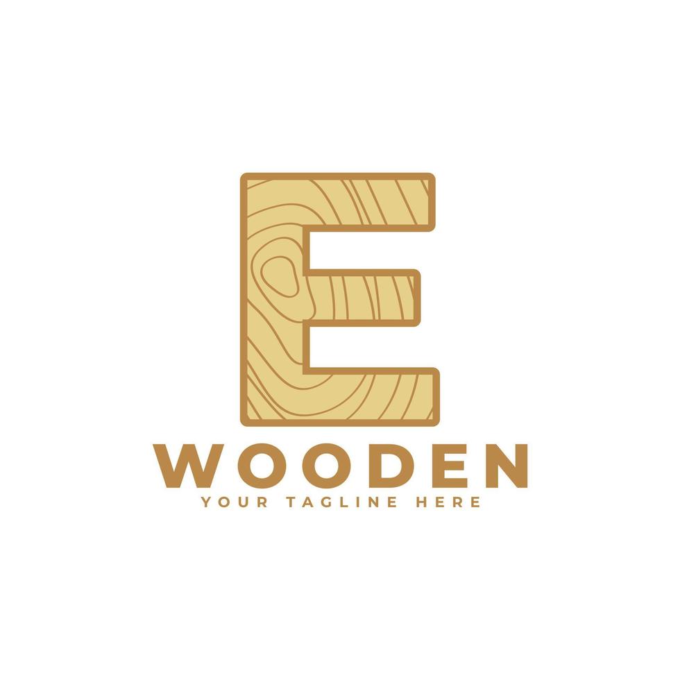 Letter E with Wooden Texture Logo. Usable for Business, Architecture, Real Estate, Construction and Building Logos vector
