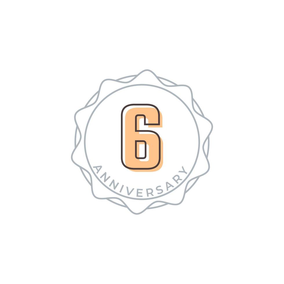 6 Year Anniversary Celebration Vector Badge. Happy Anniversary Greeting Celebrates Template Design Illustration